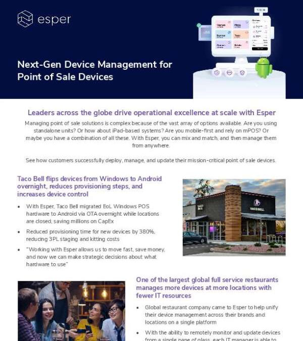 Esper for Restaurant Point of Sale Devices